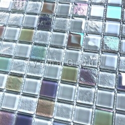 mosaico de mosaico branco de vidro para banheiro ou cozinha Habay Blanc