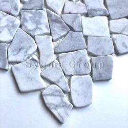 Pavimento e rivestimento in marmo a mosaico di pietra per il pavimento e il rivestimento del bagno Oria Blanc