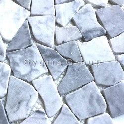 Carrelage pierre mosaique marbre pour sol et mur galets salle de bain Oria Blanc