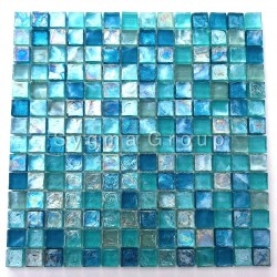 blaue Glasfliesen und Mosaik für Bad und Küche Arezo Turquoise