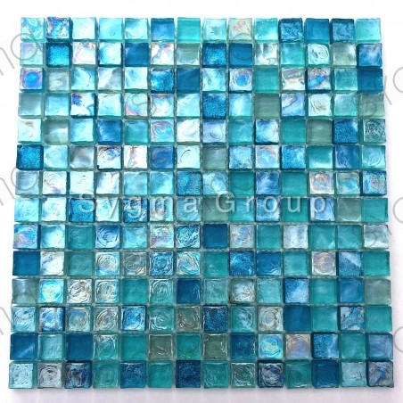 azulejos de vidrio azul y mosaico para el baño y la cocina Arezo Turquoise