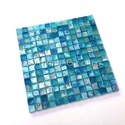 Piastrelle di vetro blu e mosaico per bagno e cucina Arezo Turquoise