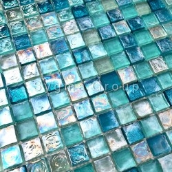 azulejo de vidro azul e mosaico para banheiro e cozinha Arezo Turquoise