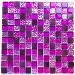mosaic for bathroom and shower glass and aluminum Nomade Fuchsia