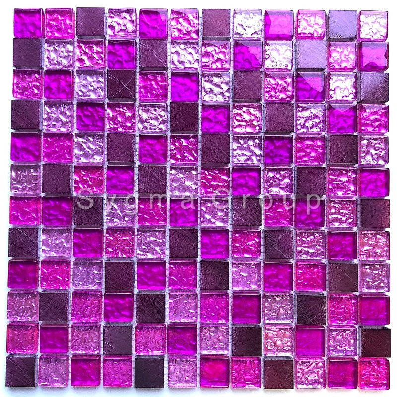 mosaic for bathroom and shower glass and aluminum Nomade Fuchsia