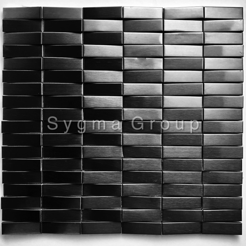 carrelage 3D mosaique en acier metal pour mur Shelter Noir