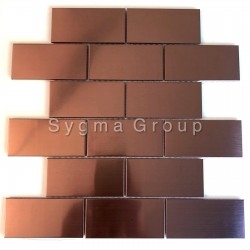 Copper coloured stainless steel kitchen wall tile subway LOFT CUIVRE