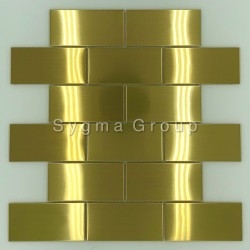 carrelage en acier pour mur de cuisine mosaique inox LOFT GOLD