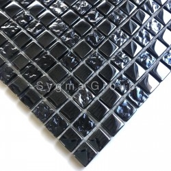 Iridescent black glass tile and mosaic for kitchen and bathroom Kerem
