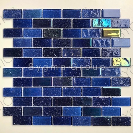 Mosaico di vetro blu per le pareti della cucina e del bagno Kalindra Bleu