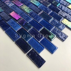 Malla mosaico de vidrio azul para las paredes de la cocina y el baño Kalindra Bleu