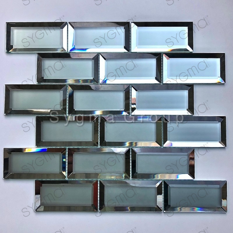 Wall Tiles Subway Kitchen Backsplash, Colored Mirror Glass Mosaic