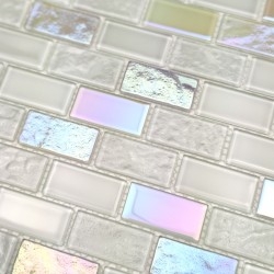Mosaico de vidrio blanco en la pared del baño y la cocina Kalindra Blanc