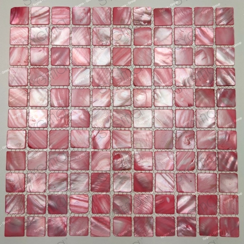 Mother of pearl tiles and shell mosaic Nacarat Rouge