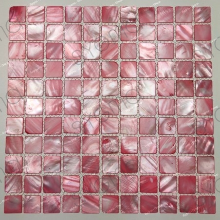 Mother of pearl tiles and shell mosaic Nacarat Rouge