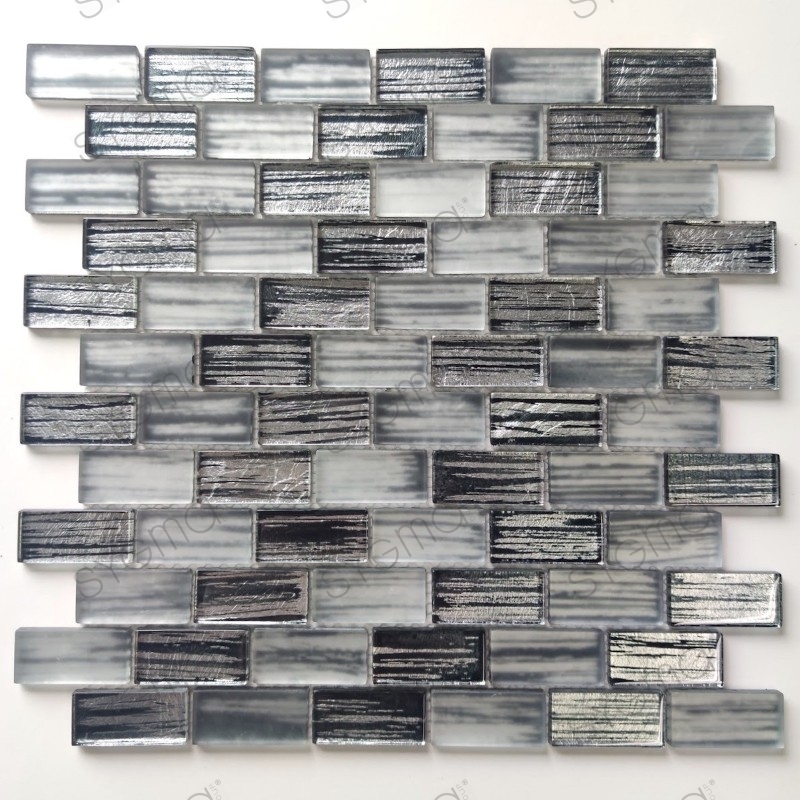 Glass mosaic wall tiles for kitchen or bathroo Haines Gris