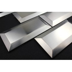 Subway mosaic stainless tile backsplash kitchen Metro Acier