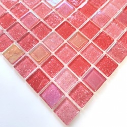 carrelage mosaique en verre rouge pour mur salle de bains et cuisine Habay Rouge