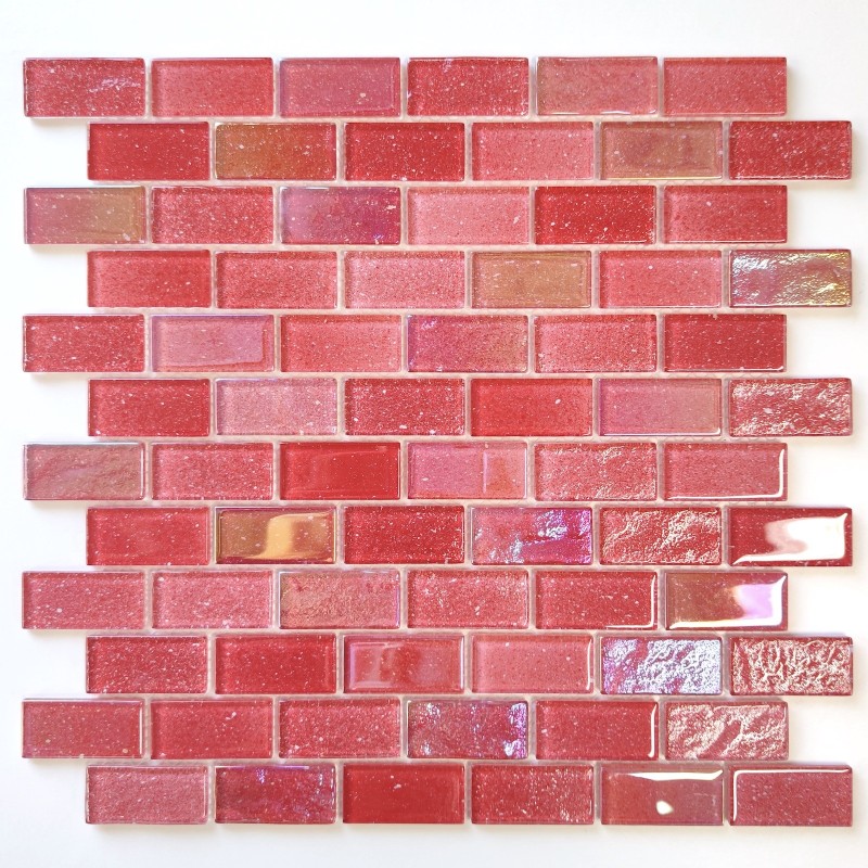 Malla mosaico de vidrio rojo para el baño y la cocina Kalindra Rouge