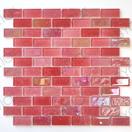 Mosaico de vidro vermelho para banheiro e parede da cozinha Kalindra Rouge