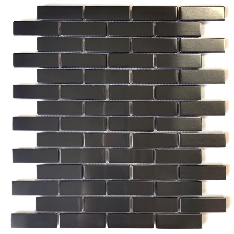 Carrelage mosaique inox pour mur credence cuisine Logan Noir