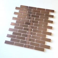 Carrelage et mosaique brique en metal cuivre pour mur de cuisine Logan Cuivre