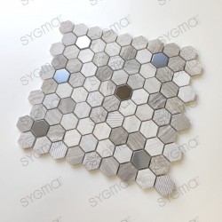 Mosaicos de mármol y metal para suelos y paredes de baños y cocinas Bellona Beige