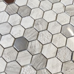 Piastrelle di mosaico in marmo e metallo per pavimenti e pareti di bagni e cucine Bellona Beige