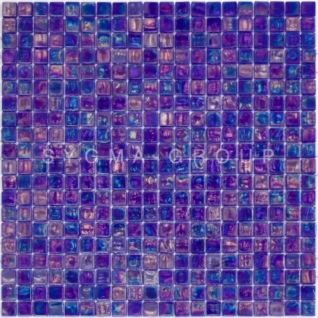 Mosaique pate de verre bleu irisé salle de bain et douche Imperial Pétrole