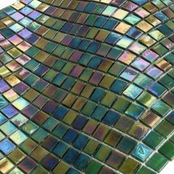 Iridescent green mosaic for bathroom and shower floor and wall Imperial Emeraude