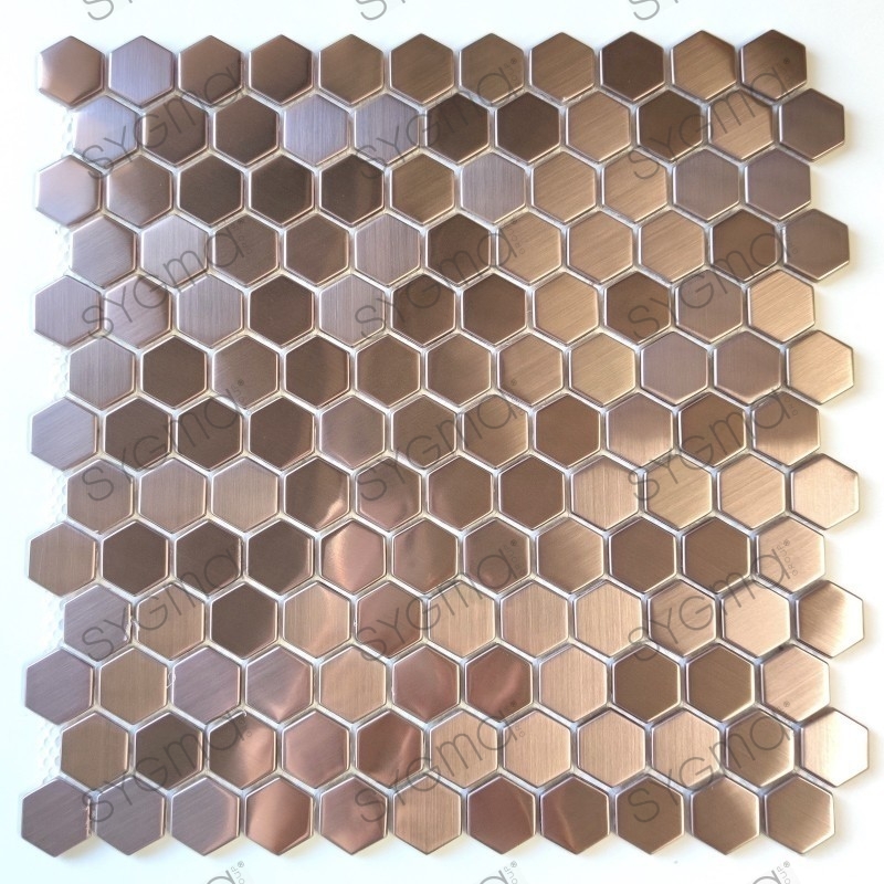stainless steel copper hexagonal tile for kitchen and bathroom Rossini Cuivre