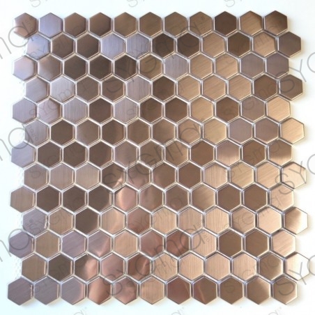 Azulejo hexagonal de cobre de acero inoxidable para cocina y baño Rossini Cuivre