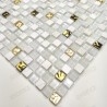 White tiles and golden mosaic for bathroom and shower Glow
