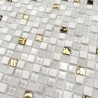 Piastrelle bianche e mosaico dorato per bagno e doccia Glow