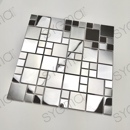 Carrelage mosaique acier inox miroir pour cuisine et salle de bains Coretto
