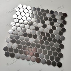 Carrelage hexagonal mosaique en acier inox pour mur cuisine ou sol Rossini
