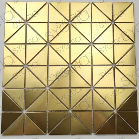 Carrelage metal doré mosaique pour mur en inox cuisine ou salle de bains DALIA