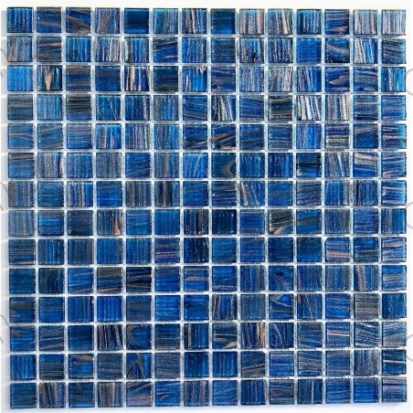 Armena 310254TZR36 Carreaux en verre Bleu mélangé pour murs et plancher de la salle de bain et de la piscine 1 m² 