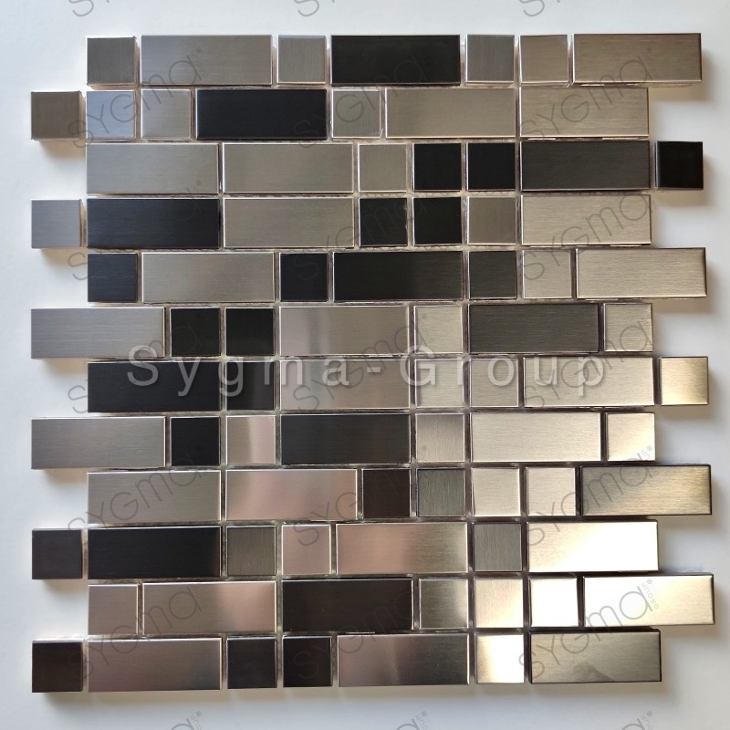 Mosaikfliesen Stahl Metall grau und schwarz für Wand Küche oder Badezimmer Modell VIGO