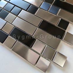 Mosaicos aço metal cinza e preto para parede de cozinha ou banheiro modelo VIGO