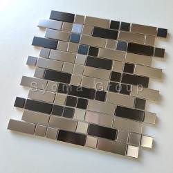 Mozaïektegels staal metaal grijs en zwart voor wand keuken of badkamer model VIGO