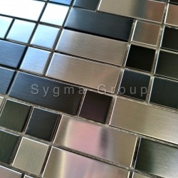 Mosaique carreaux acier métal gris et noir pour mur cuisine ou salle de bains modele VIGO