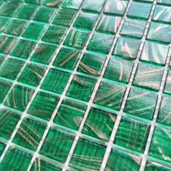 Mosaique verte Pâte de verre salle de bain et douche modele PLAZA EMERAUDE