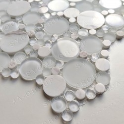 Mosaico in marmo bianco e vetro per pavimento o rivestimento modello YORK