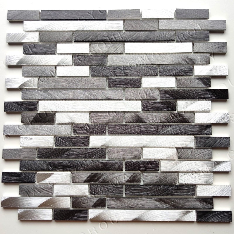 Aluminum metal mosaic tile for kitchen wall model WADIGA GRIS