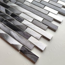 Aluminum metal mosaic tile for kitchen wall model WADIGA GRIS