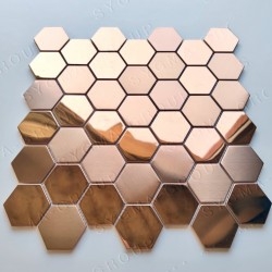 Azulejo hexagonal em aço cor cobre para parede de cozinha modelo DARIO