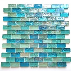 Azulejo mosaico de vidrio irisado modelo VLADI BLEU