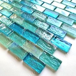 Iridescent glass mosaic wall tile model VLADI BLEU