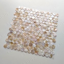 Hexagon Mosaikfliese aus natürlichem Perlmutt für Wand- oder Bodenmodell SAORI